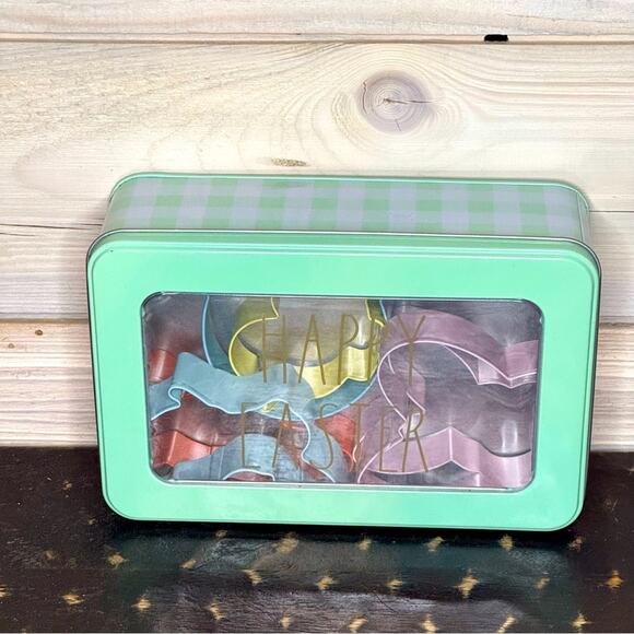 Happy Easter Cookie Cutters Set in Decorative Tin Box Holiday Baking - Picture 1 of 1